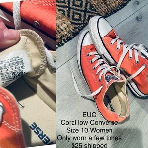 Coral Low Converse Size 10